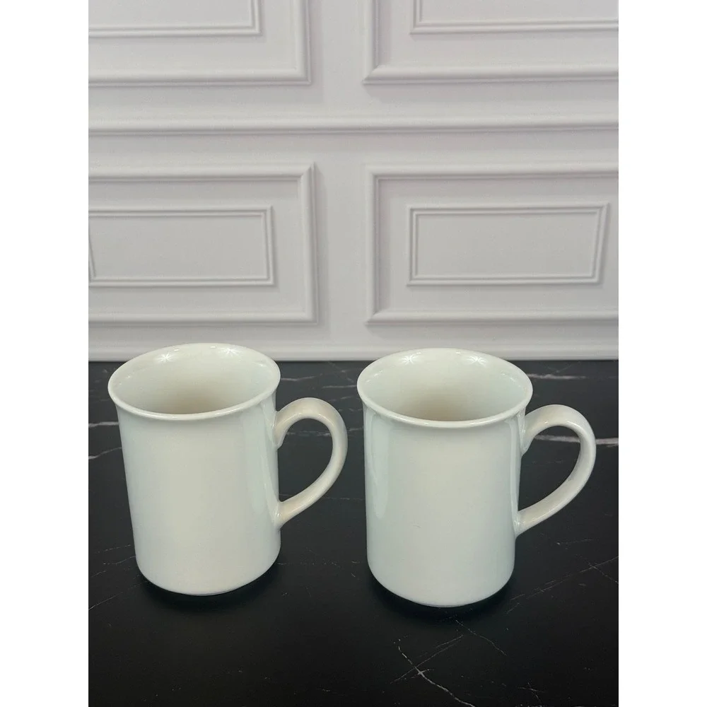 Sur La Table PAIR (2) White Ceramic‎ Bistro Mugs